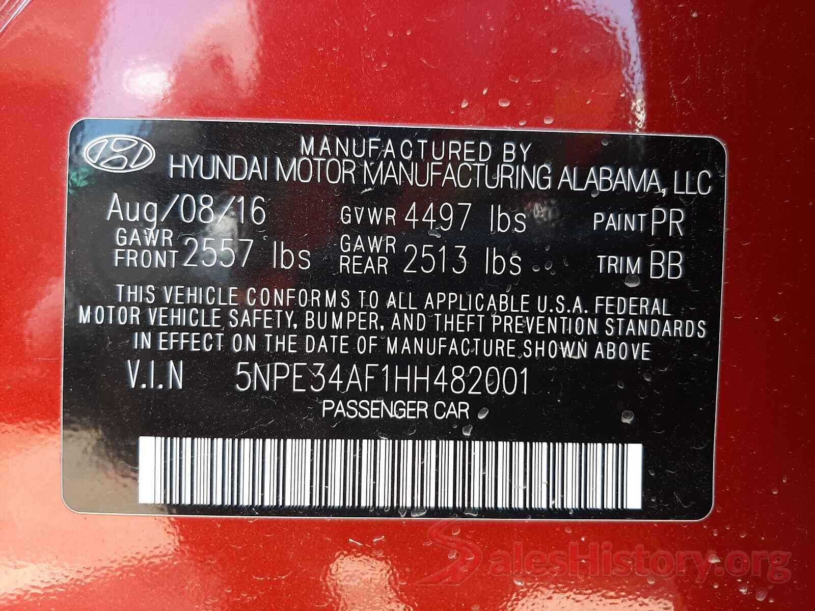 5NPE34AF1HH482001 2017 HYUNDAI SONATA