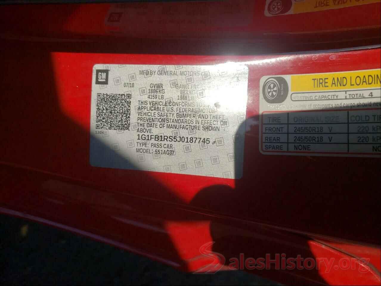 1G1FB1RS5J0187745 2018 CHEVROLET CAMARO