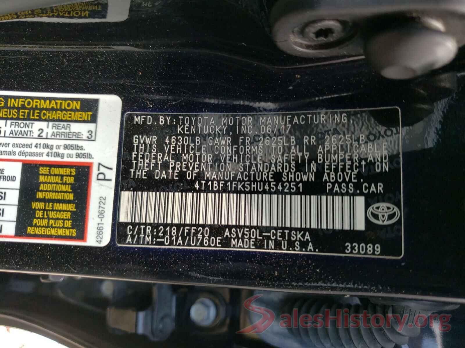 4T1BF1FK5HU454251 2017 TOYOTA CAMRY