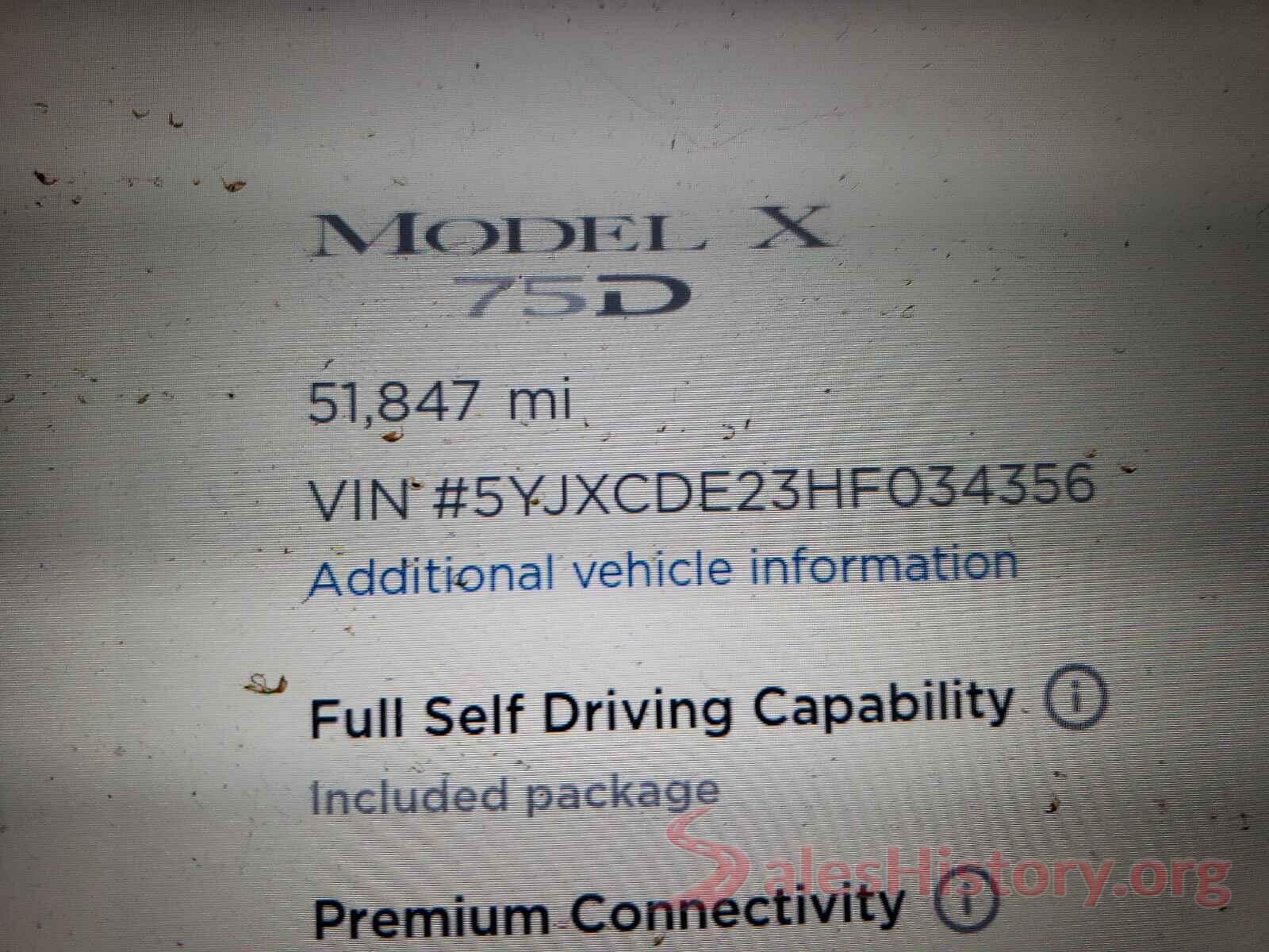 5YJXCDE23HF034356 2017 TESLA MODEL X