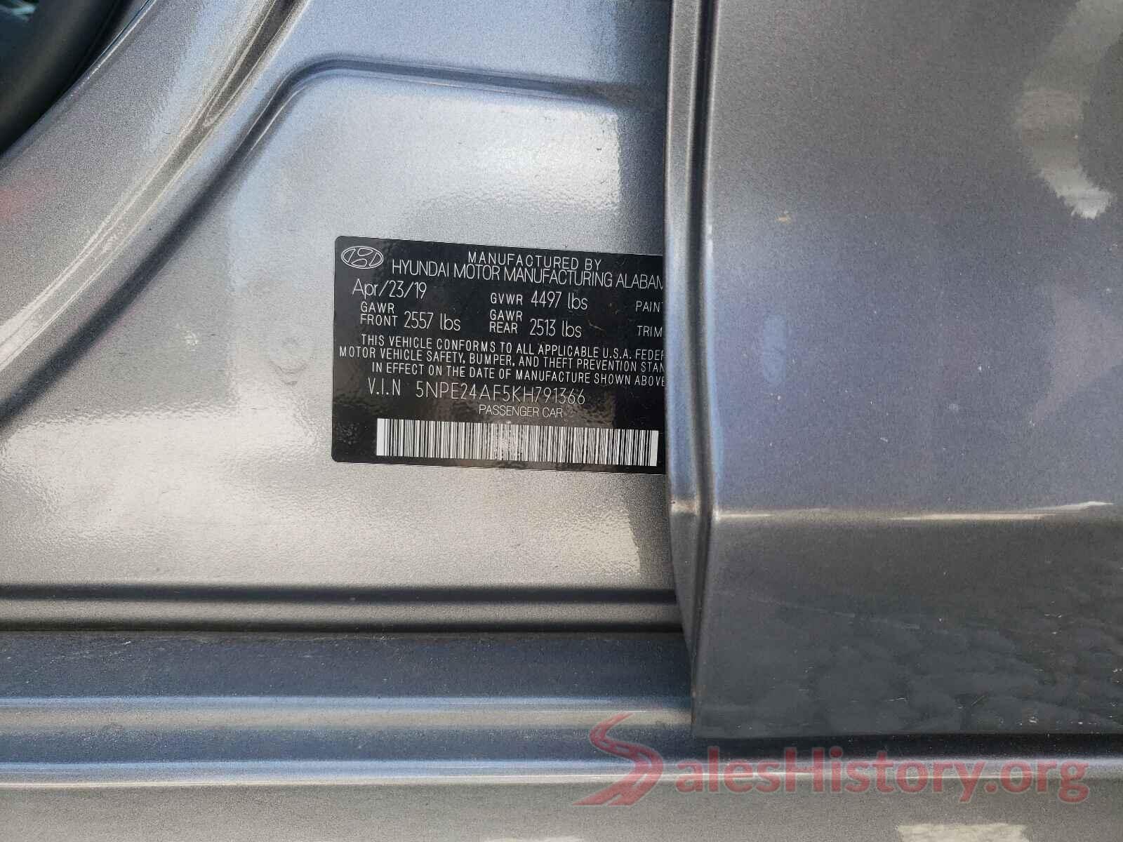 5NPE24AF5KH791366 2019 HYUNDAI SONATA