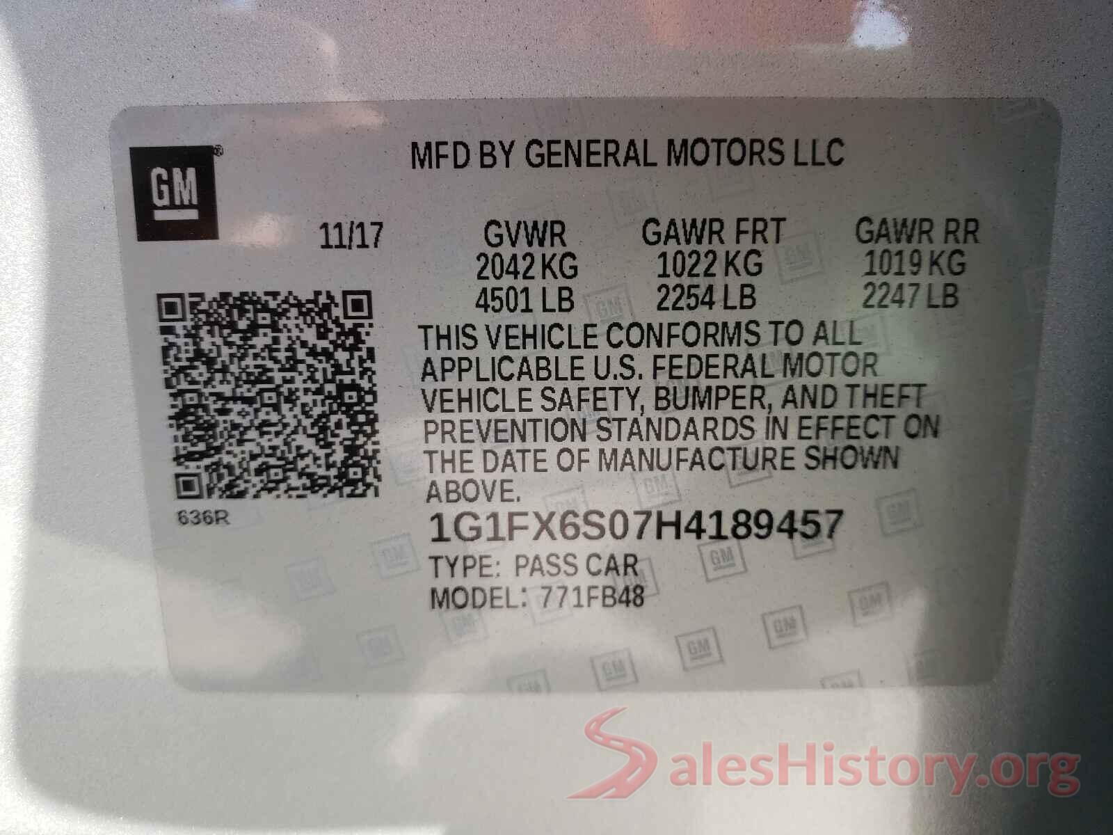 1G1FX6S07H4189457 2017 CHEVROLET BOLT