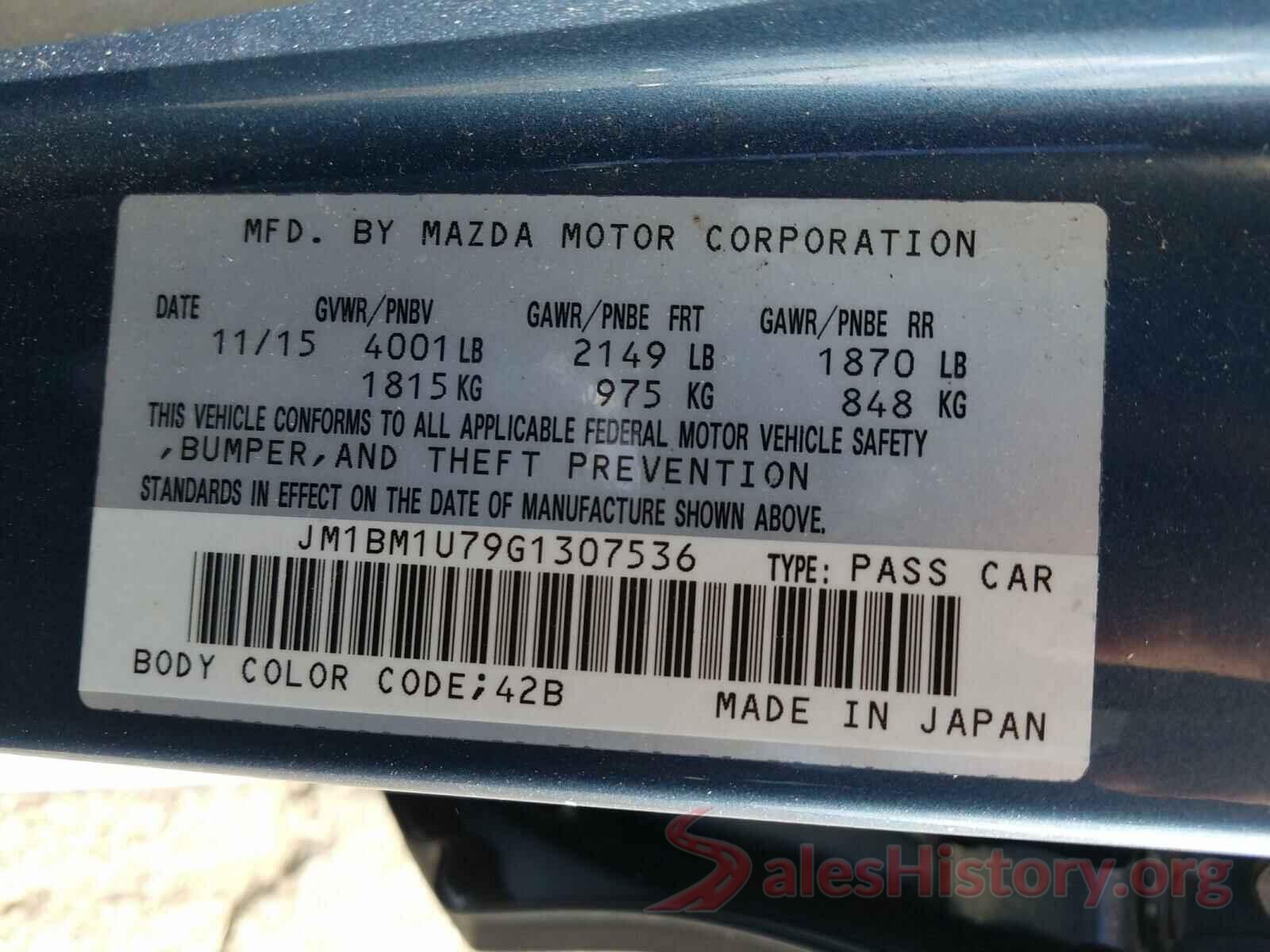 JM1BM1U79G1307536 2016 MAZDA 3