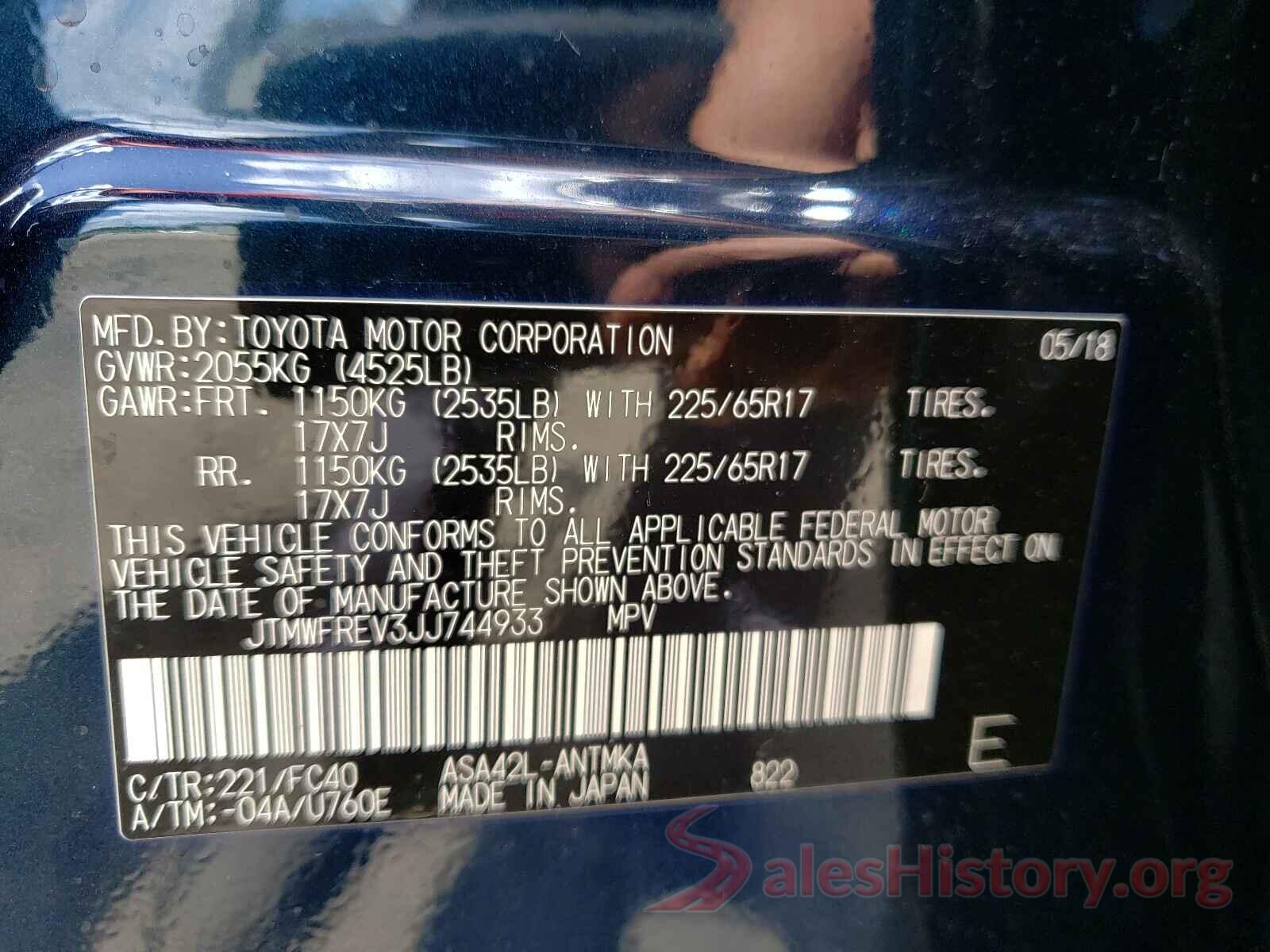 JTMWFREV3JJ744933 2018 TOYOTA RAV4