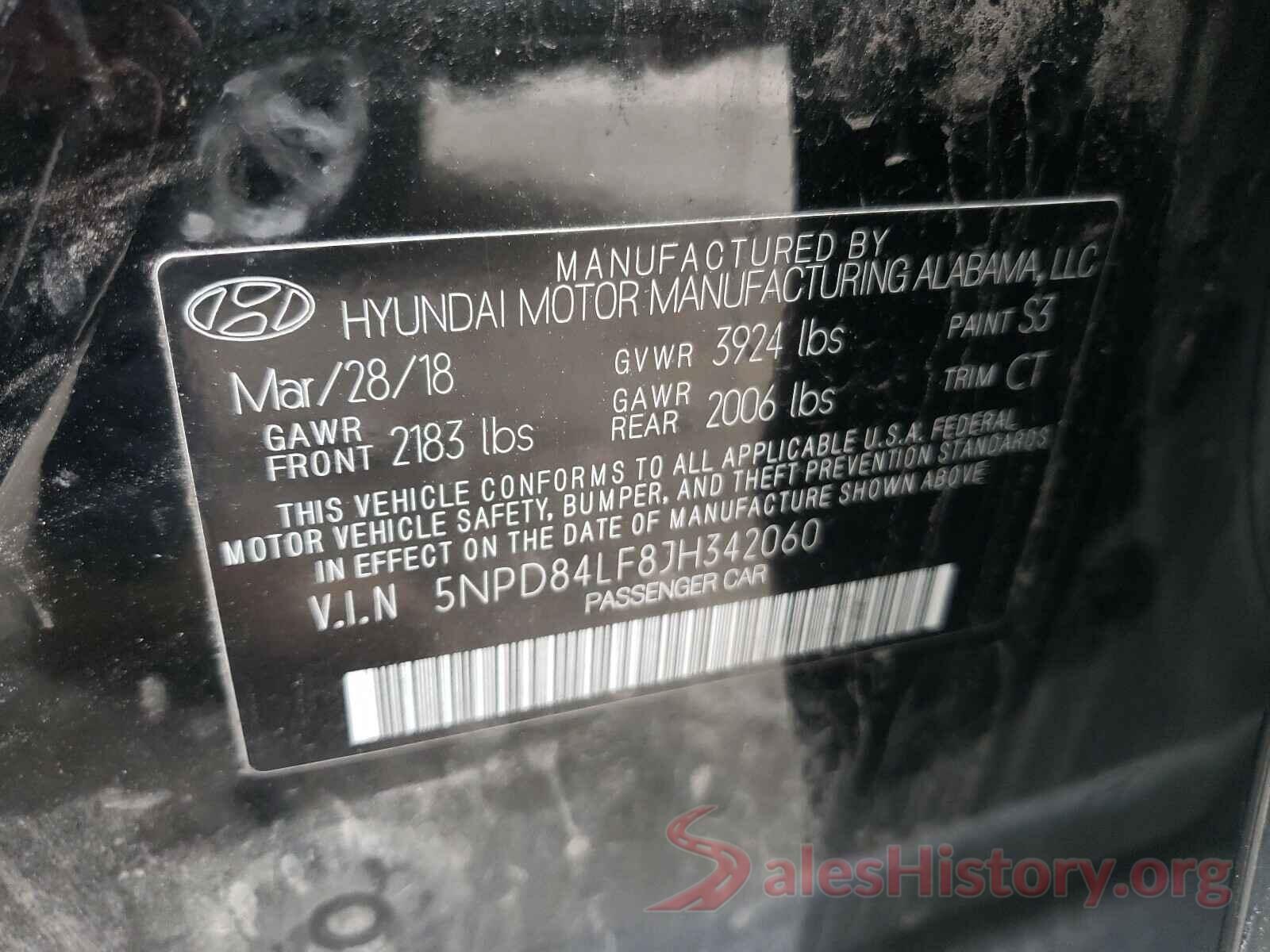 5NPD84LF8JH342060 2018 HYUNDAI ELANTRA