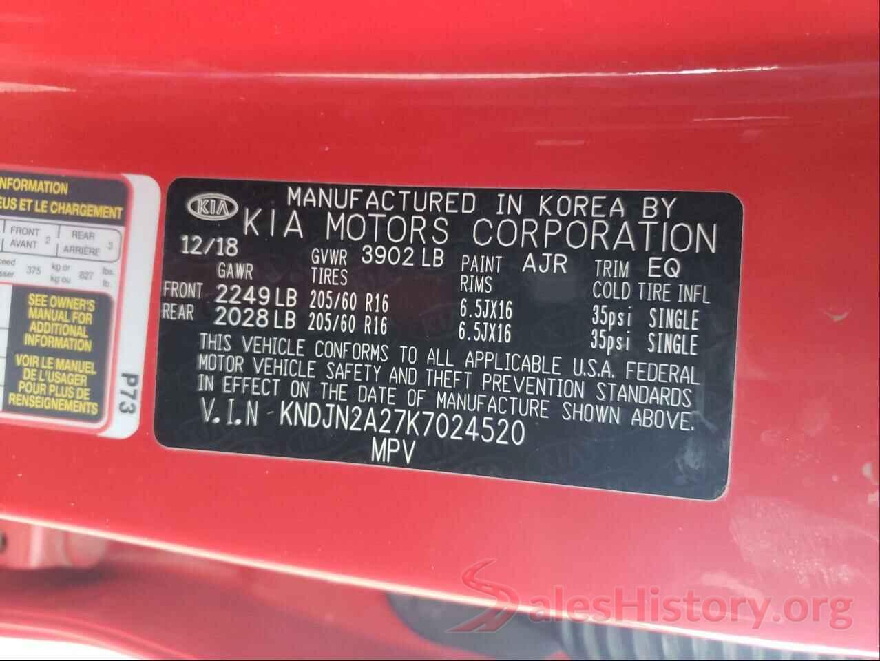 KNDJN2A27K7024520 2019 KIA SOUL