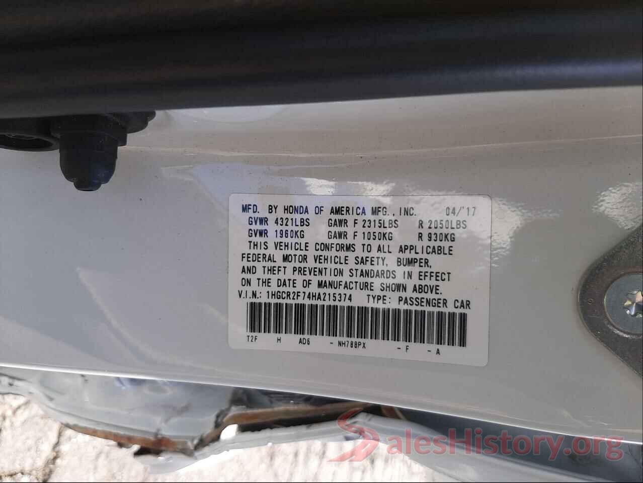 1HGCR2F74HA215374 2017 HONDA ACCORD