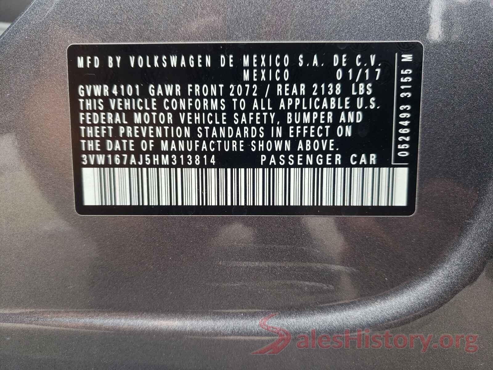 3VW167AJ5HM313814 2017 VOLKSWAGEN JETTA