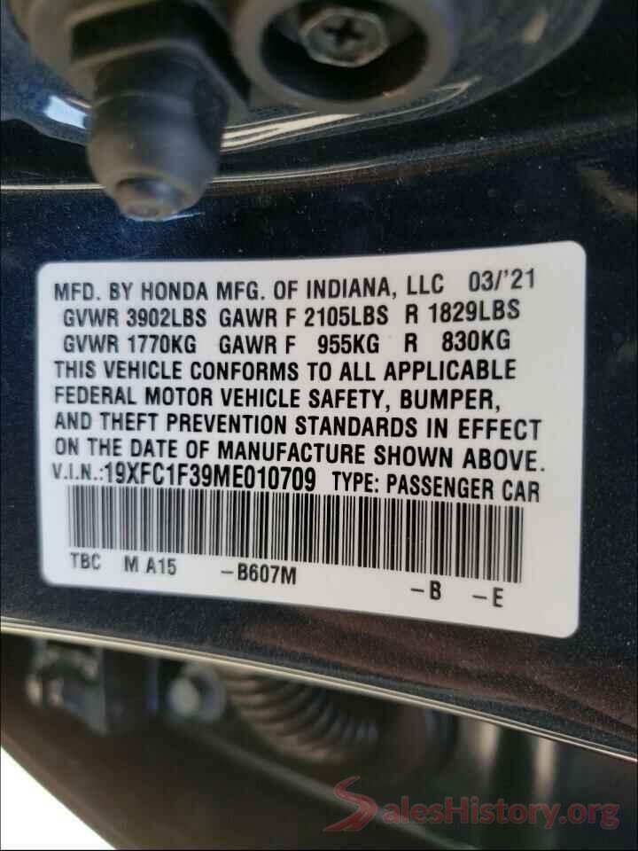 19XFC1F39ME010709 2021 HONDA CIVIC