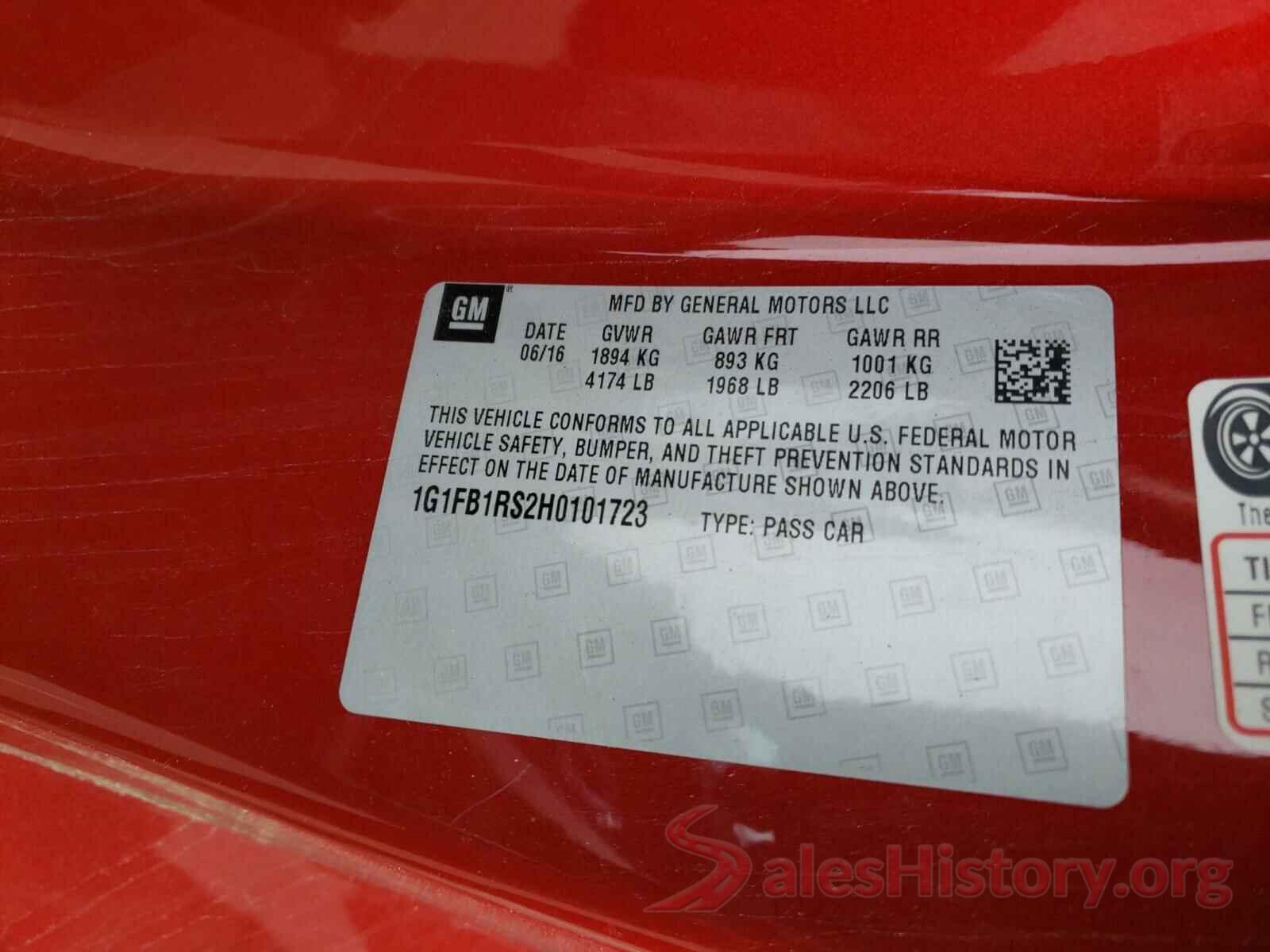 1G1FB1RS2H0101723 2017 CHEVROLET CAMARO