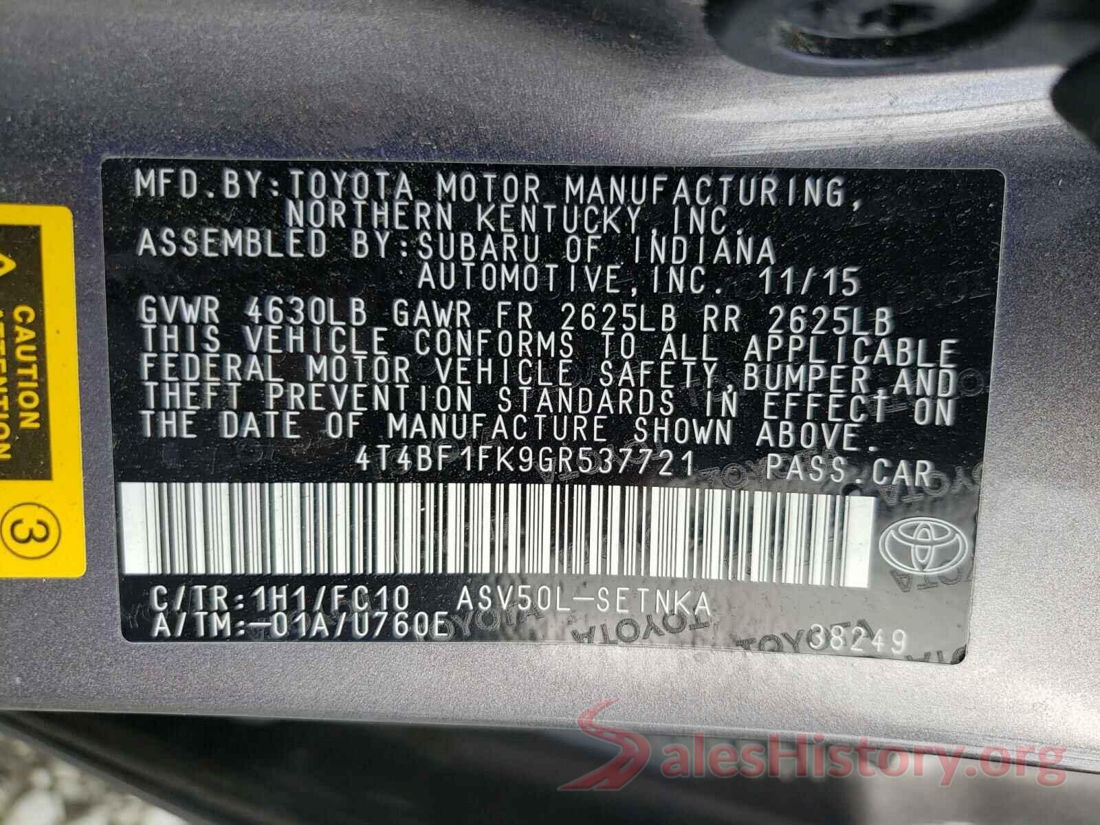 4T4BF1FK9GR537721 2016 TOYOTA CAMRY