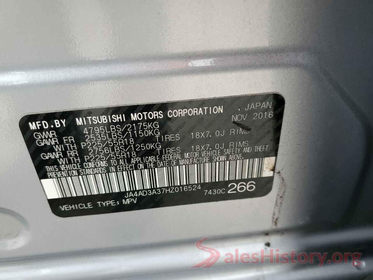 JA4AD3A37HZ016524 2017 MITSUBISHI OUTLANDER