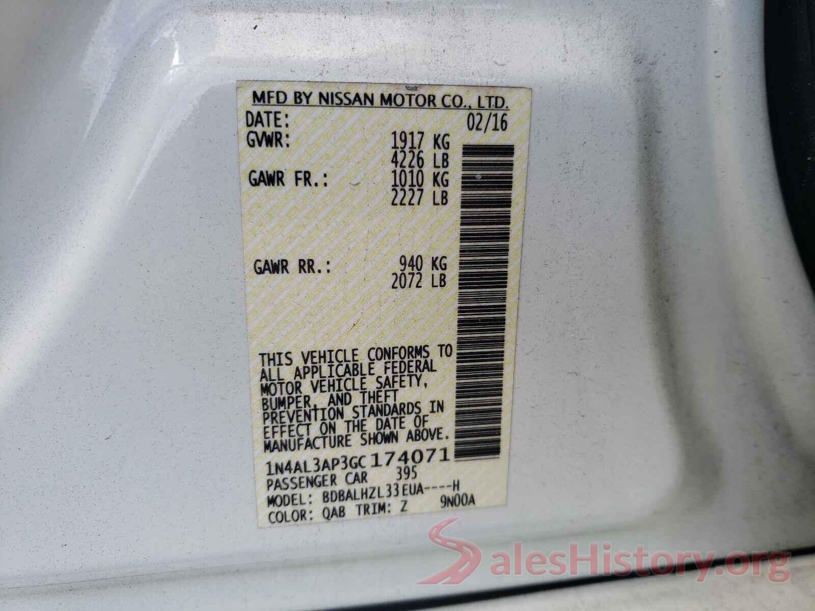 1N4AL3AP3GC174071 2016 NISSAN ALTIMA