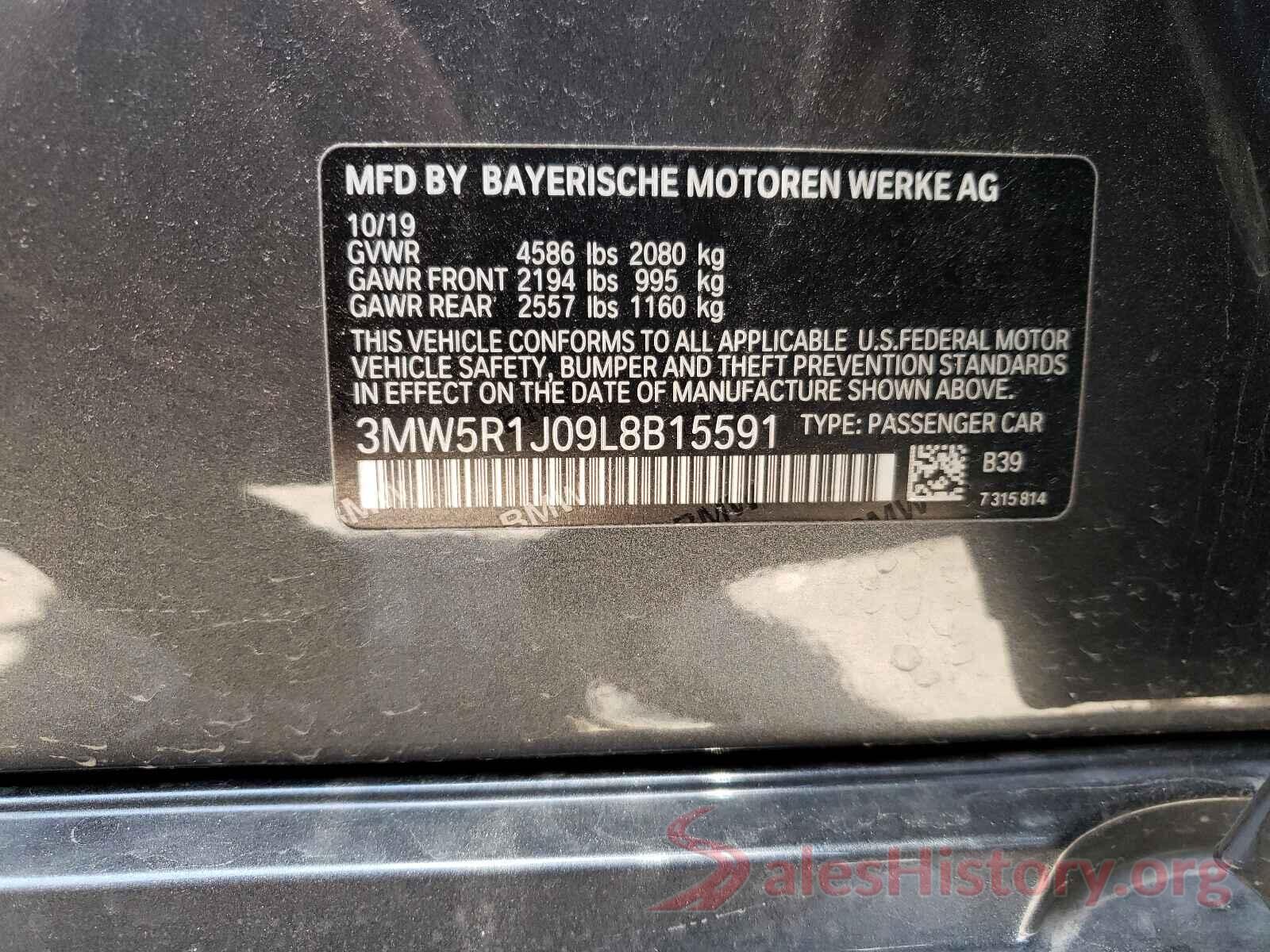 3MW5R1J09L8B15591 2020 BMW 3 SERIES