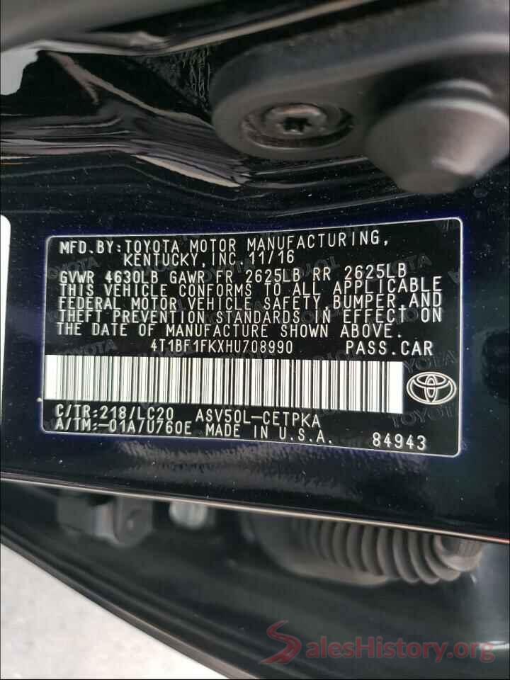 4T1BF1FKXHU708990 2017 TOYOTA CAMRY