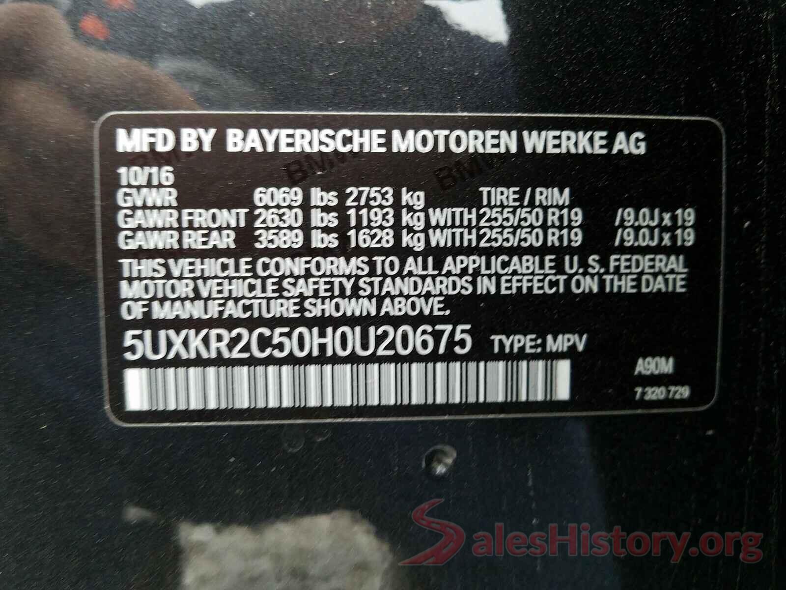 5UXKR2C50H0U20675 2017 BMW X5