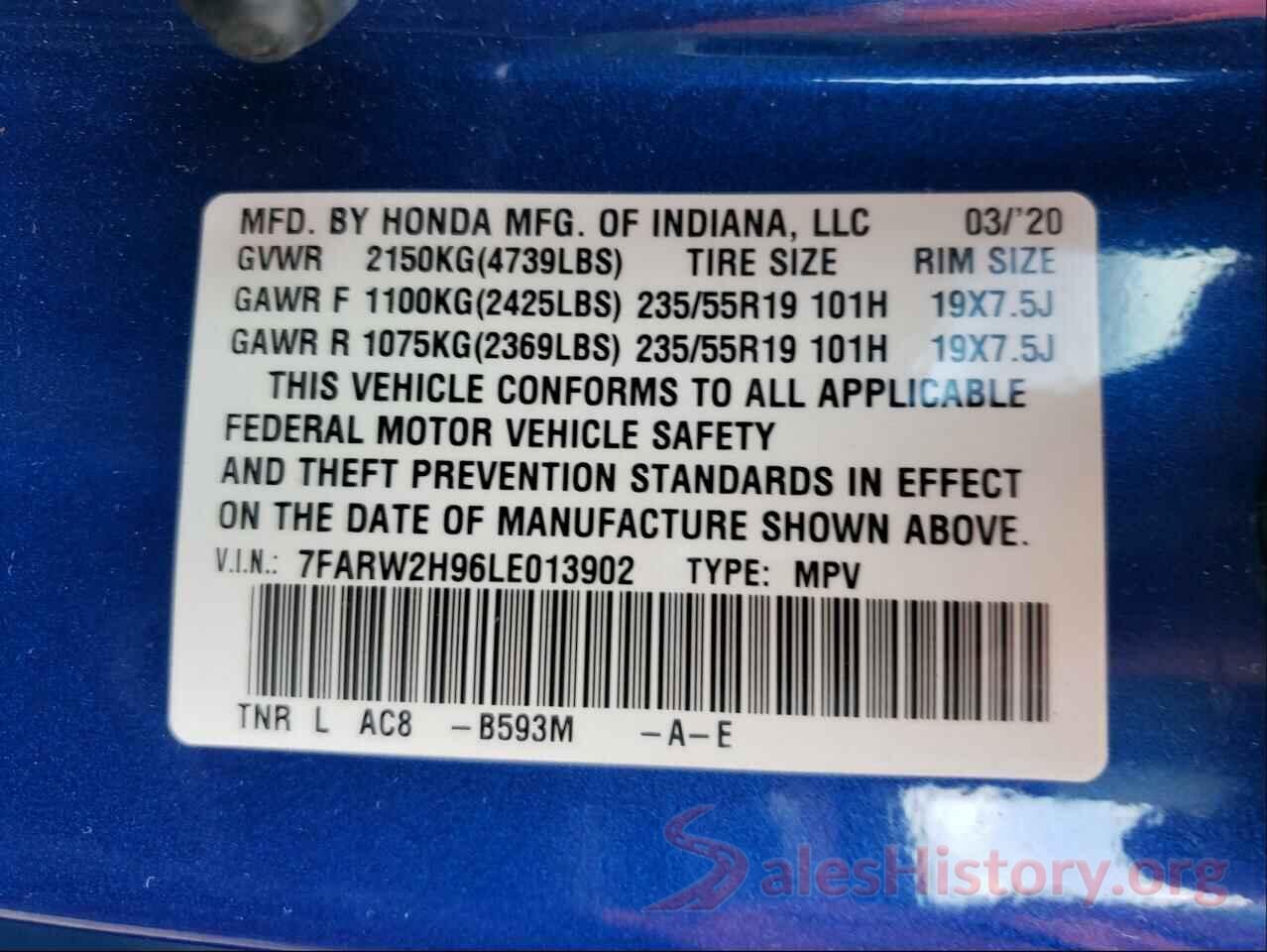 7FARW2H96LE013902 2020 HONDA CRV