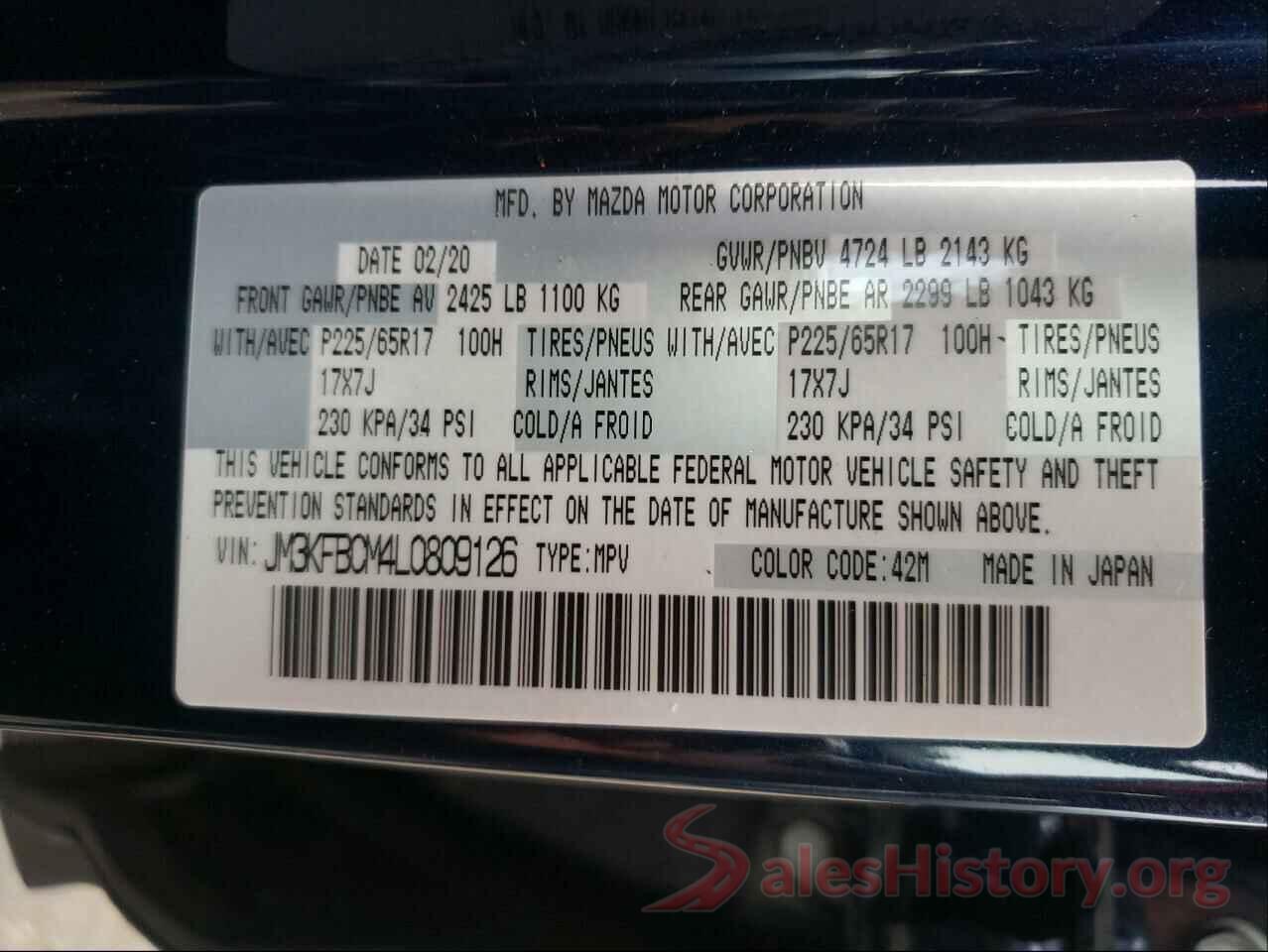 JM3KFBCM4L0809126 2020 MAZDA CX-5