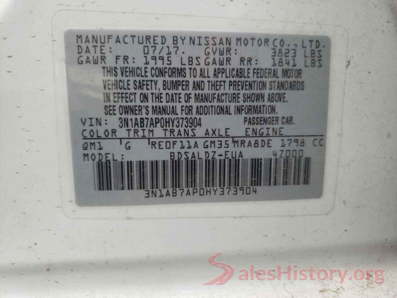 3N1AB7AP0HY373904 2017 NISSAN SENTRA