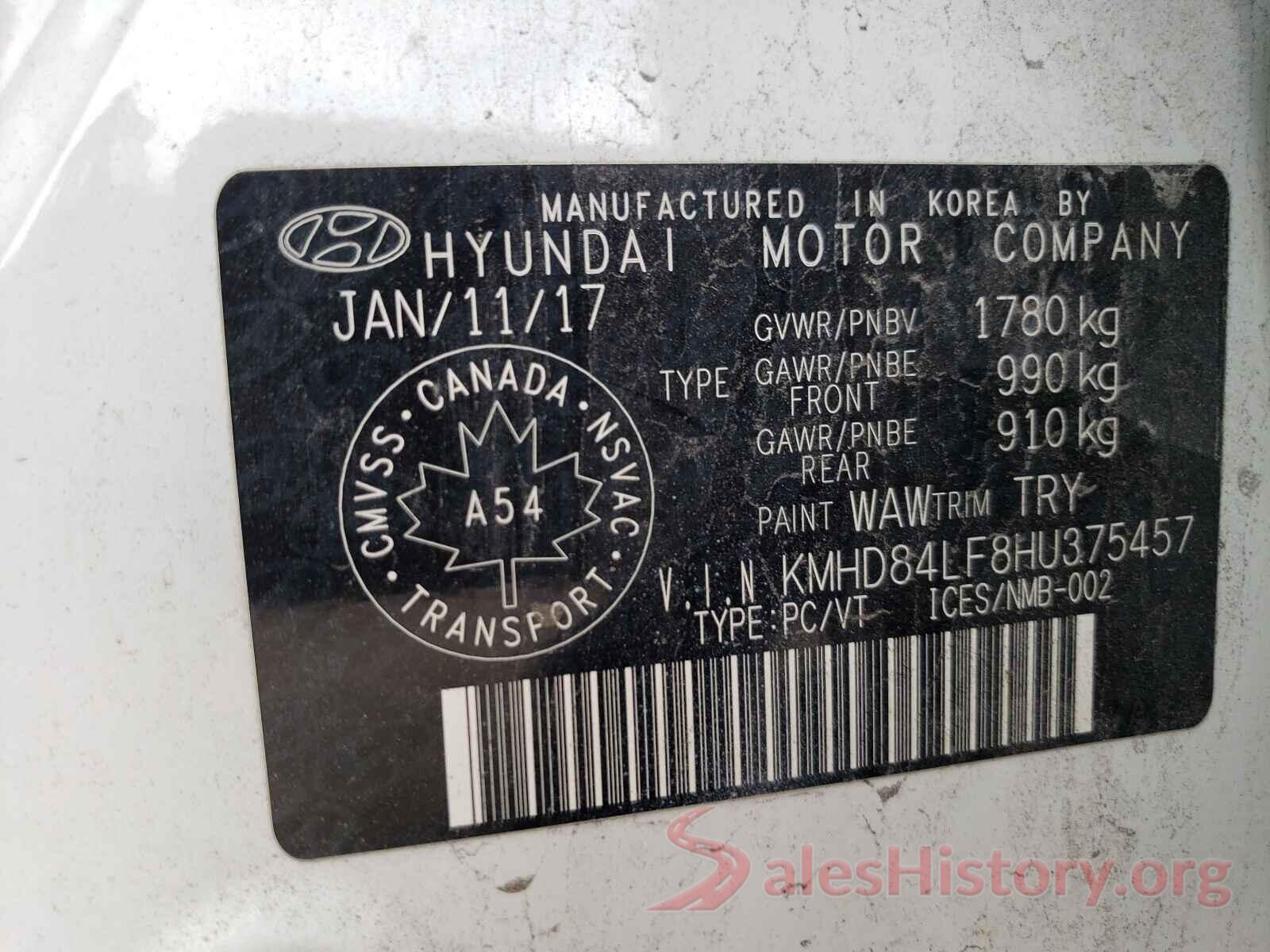 KMHD84LF8HU375457 2017 HYUNDAI ELANTRA