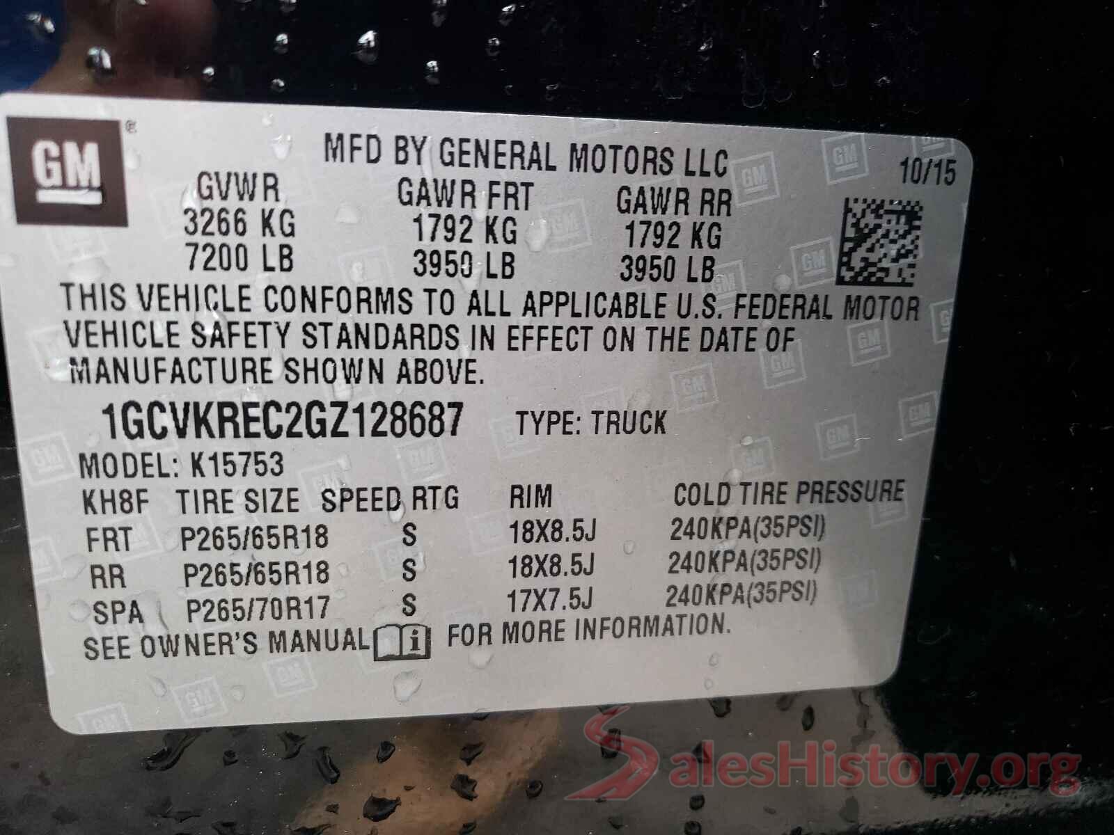 1GCVKREC2GZ128687 2016 CHEVROLET SILVERADO