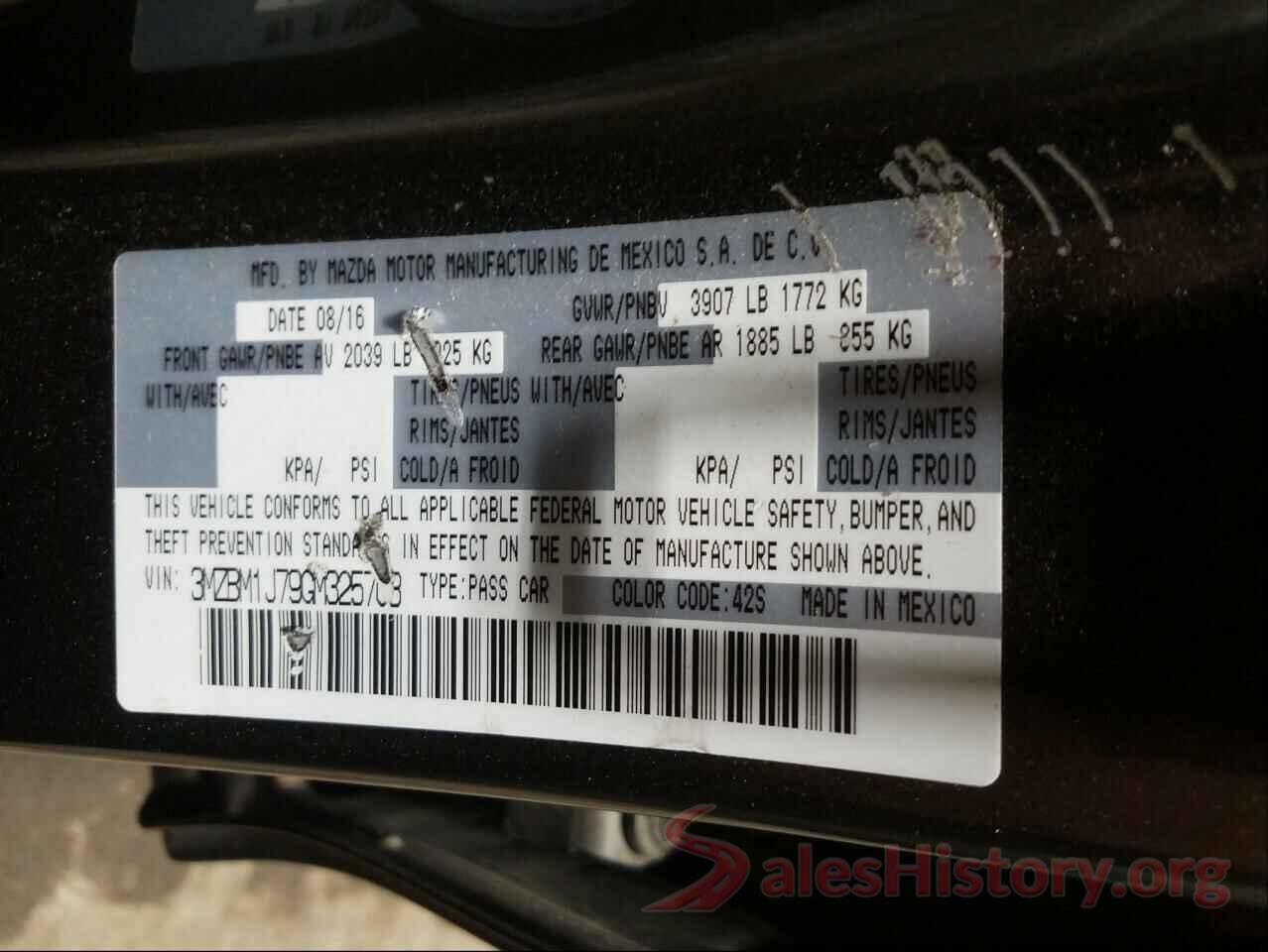 3MZBM1J79GM325703 2016 MAZDA 3