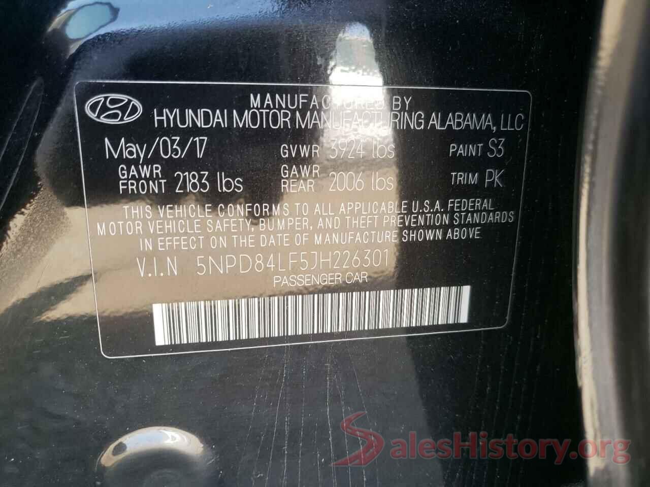 5NPD84LF5JH226301 2018 HYUNDAI ELANTRA