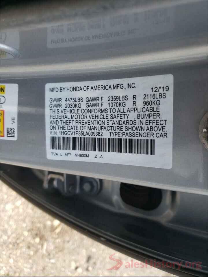 1HGCV1F35LA039382 2020 HONDA ACCORD