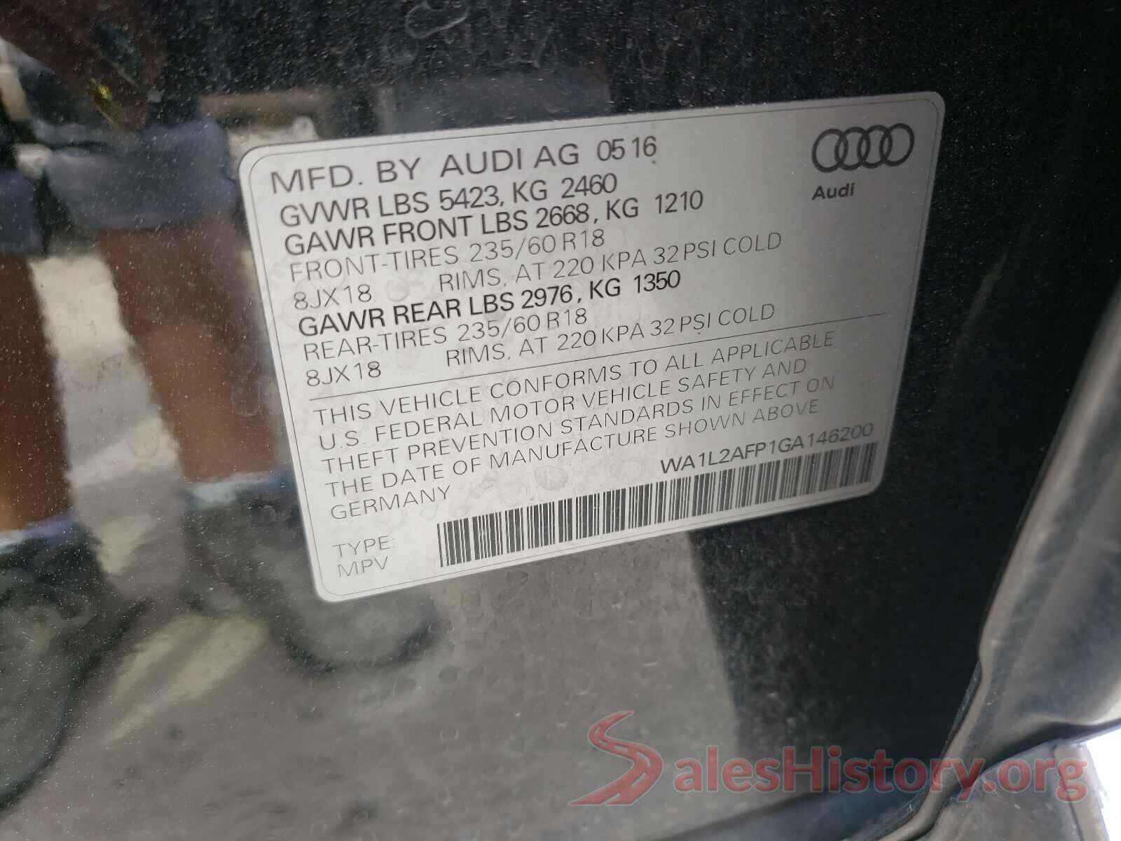 WA1L2AFP1GA146200 2016 AUDI Q5