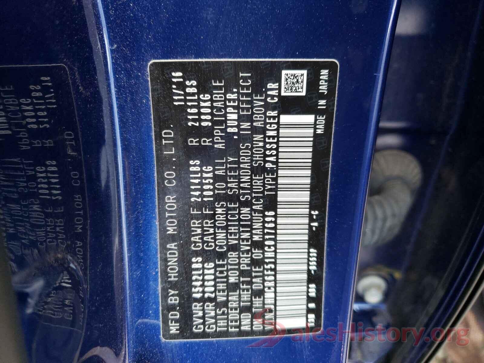 JHMCR6F51HC017696 2017 HONDA ACCORD