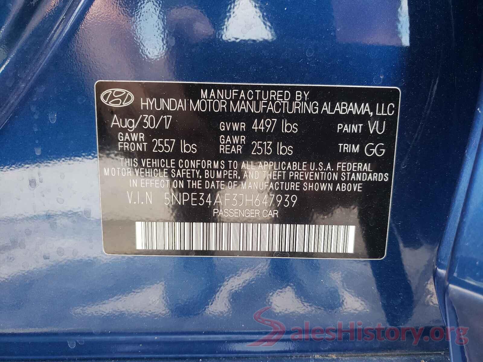 5NPE34AF3JH647939 2018 HYUNDAI SONATA