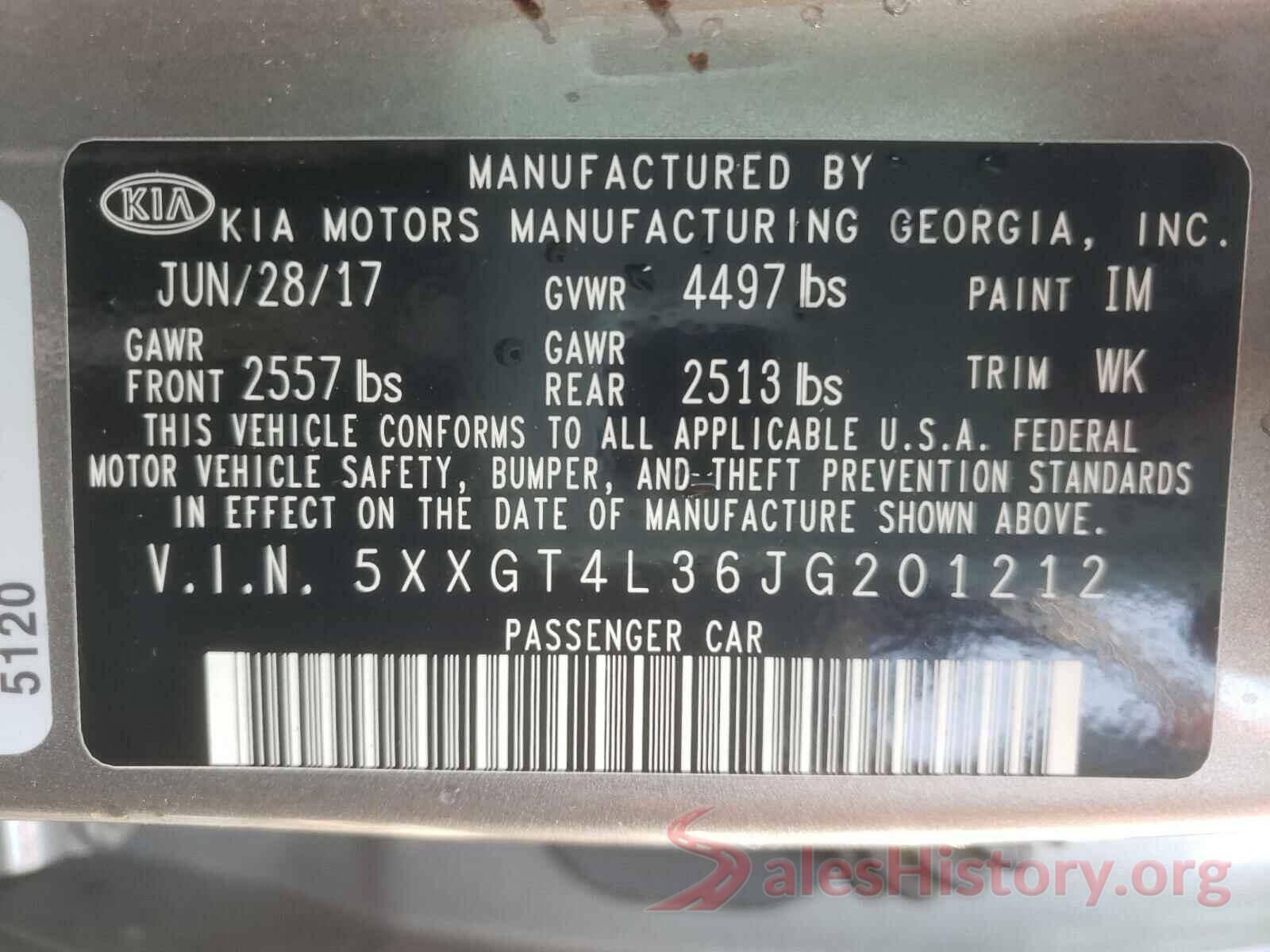 5XXGT4L36JG201212 2018 KIA OPTIMA