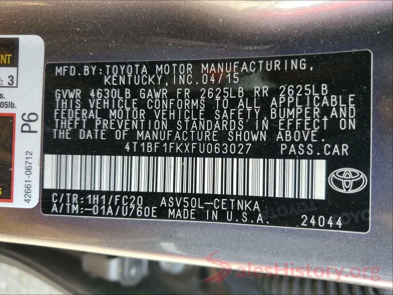 4T1BF1FKXFU063027 2015 TOYOTA CAMRY