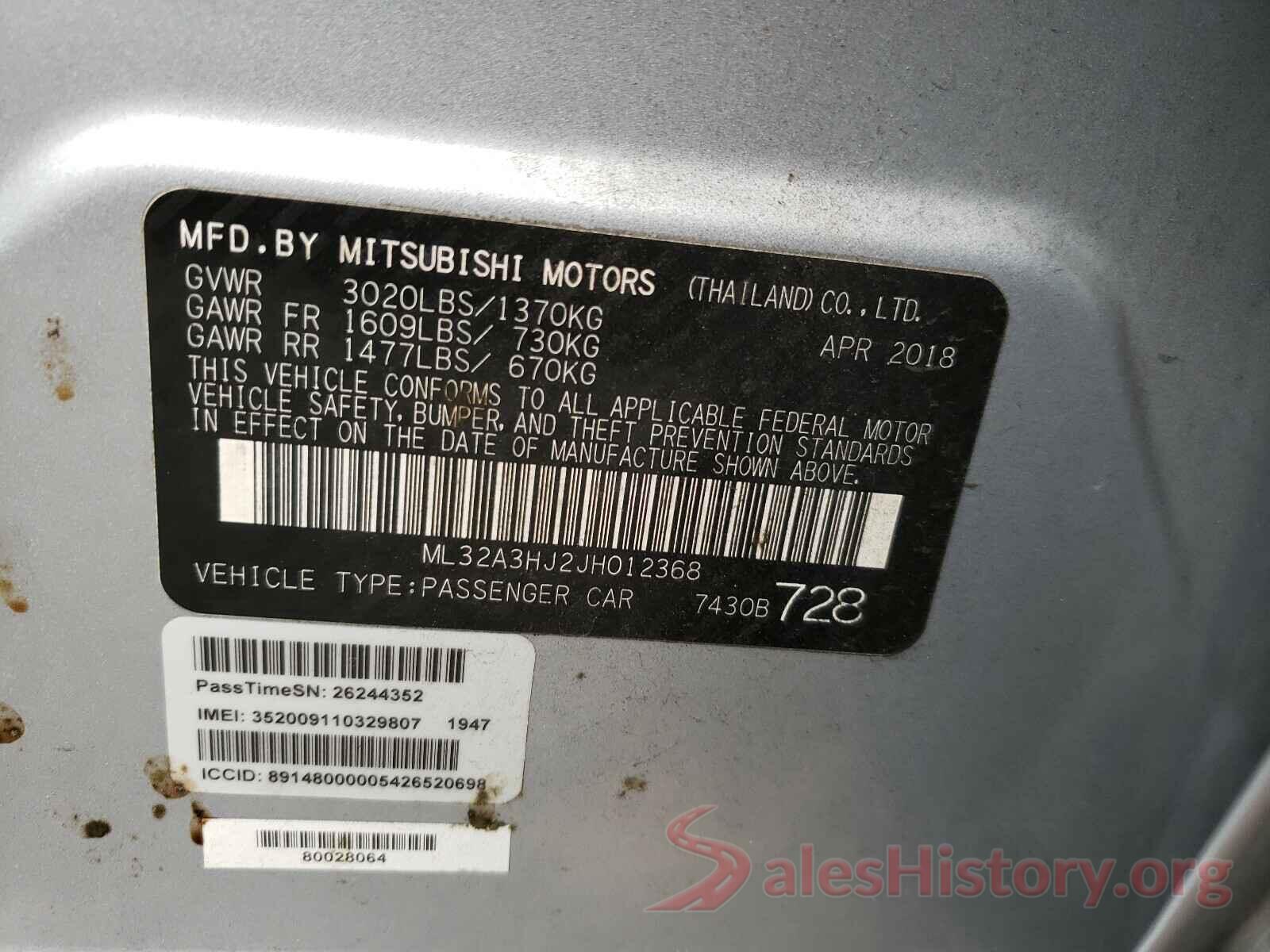 ML32A3HJ2JH012368 2018 MITSUBISHI MIRAGE