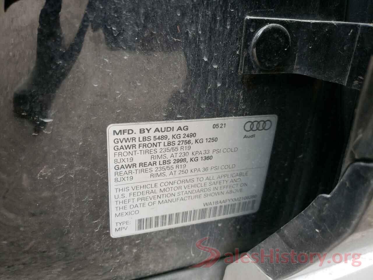 WA1BAAFYXM2106386 2021 AUDI Q5