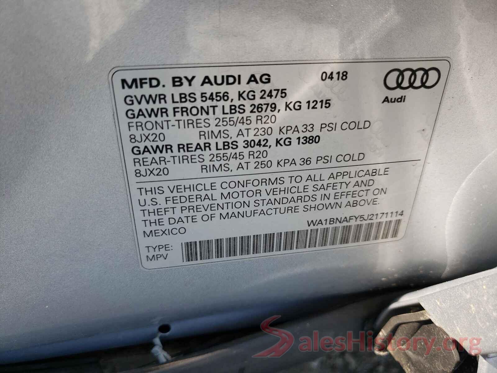 WA1BNAFY5J2171114 2018 AUDI Q5