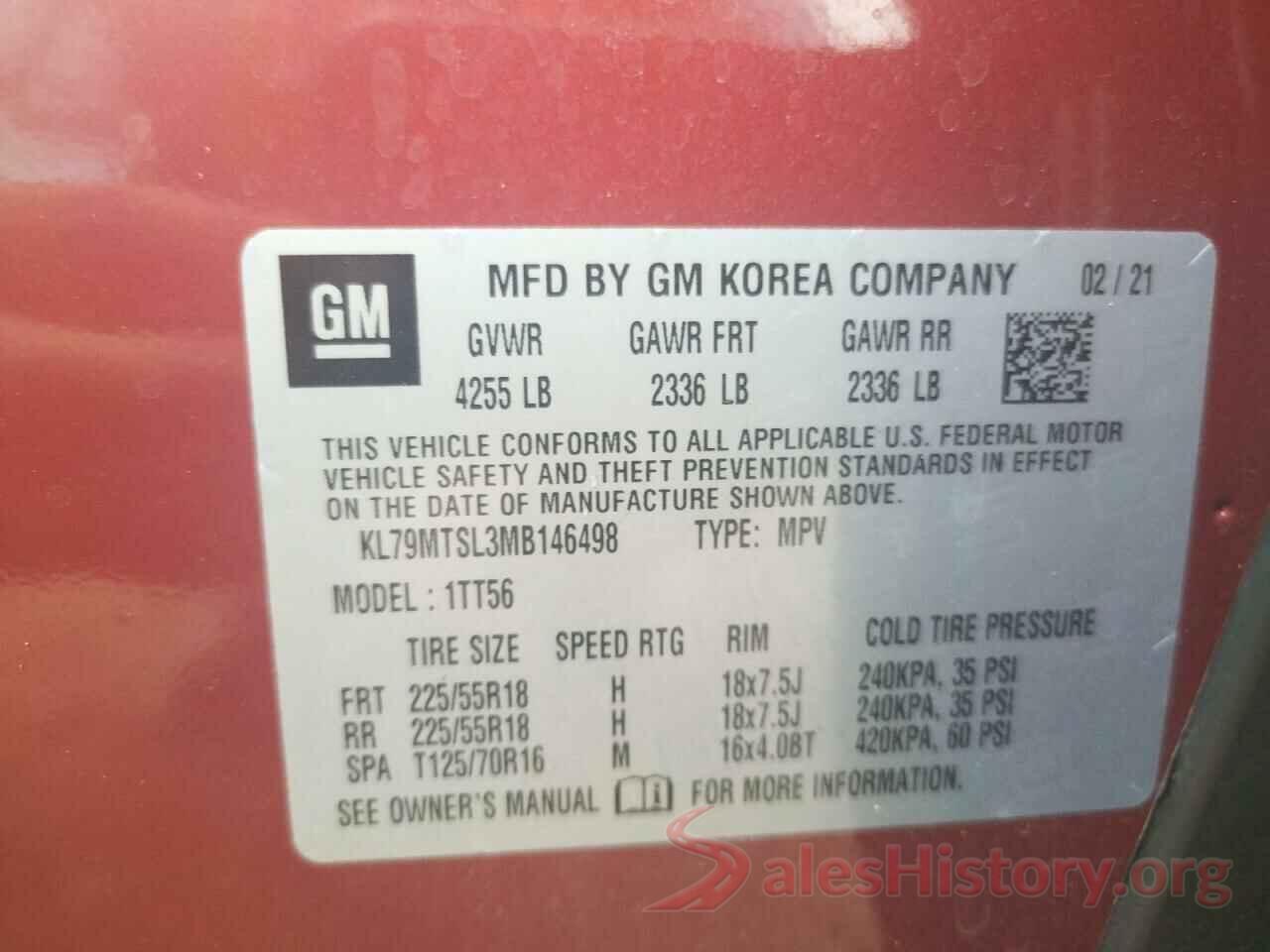 KL79MTSL3MB146498 2021 CHEVROLET TRAILBLZR