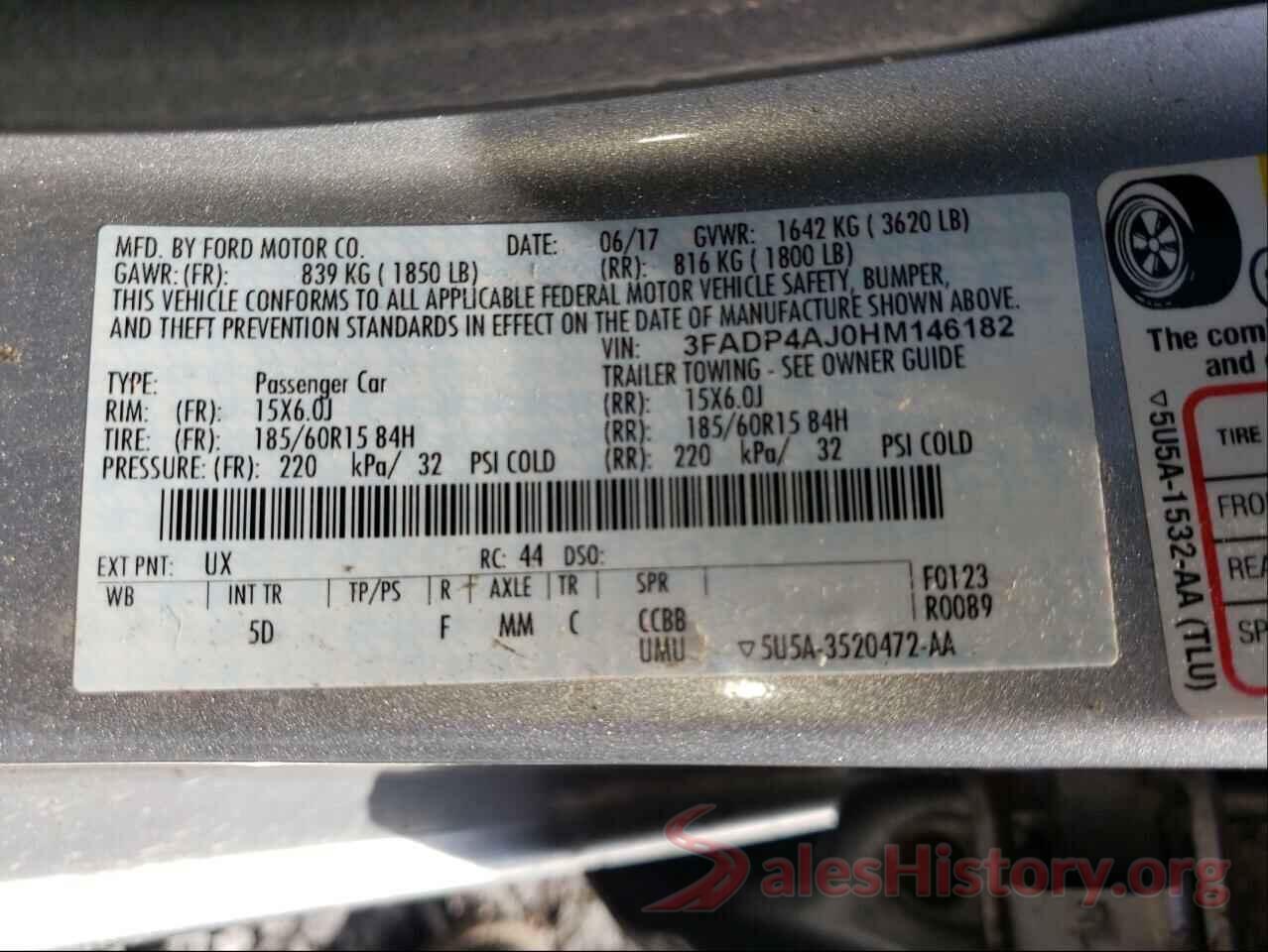 3FADP4AJ0HM146182 2017 FORD FIESTA