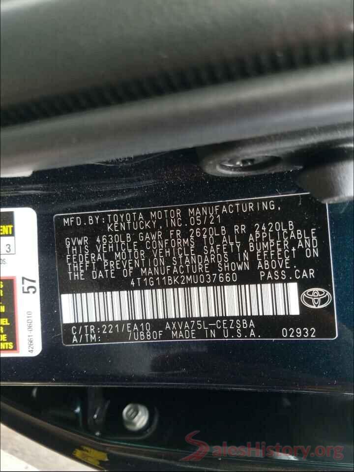 4T1G11BK2MU037660 2021 TOYOTA CAMRY