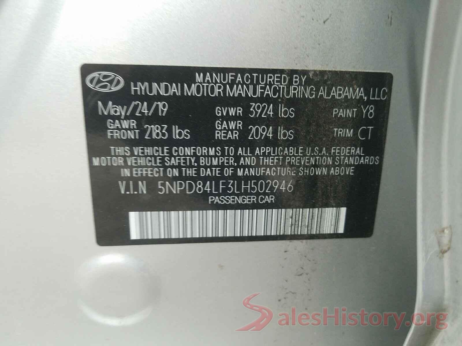 5NPD84LF3LH502946 2020 HYUNDAI ELANTRA