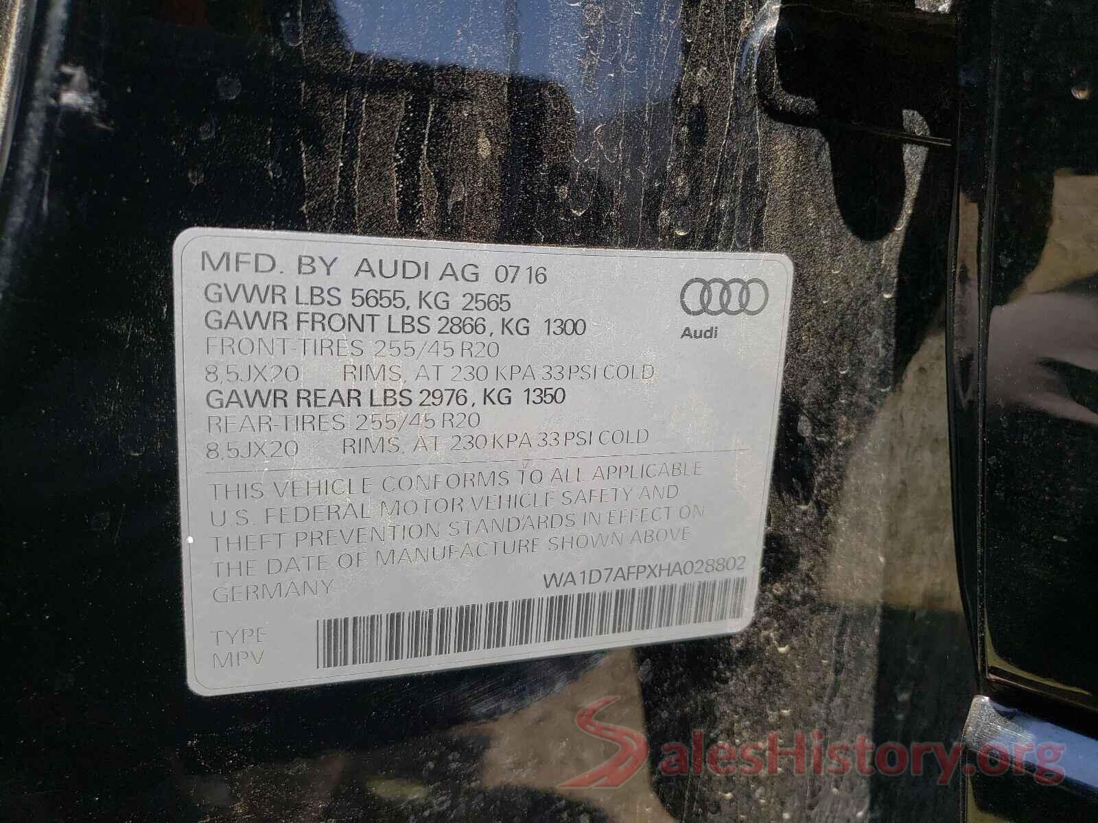 WA1D7AFPXHA028802 2017 AUDI Q5