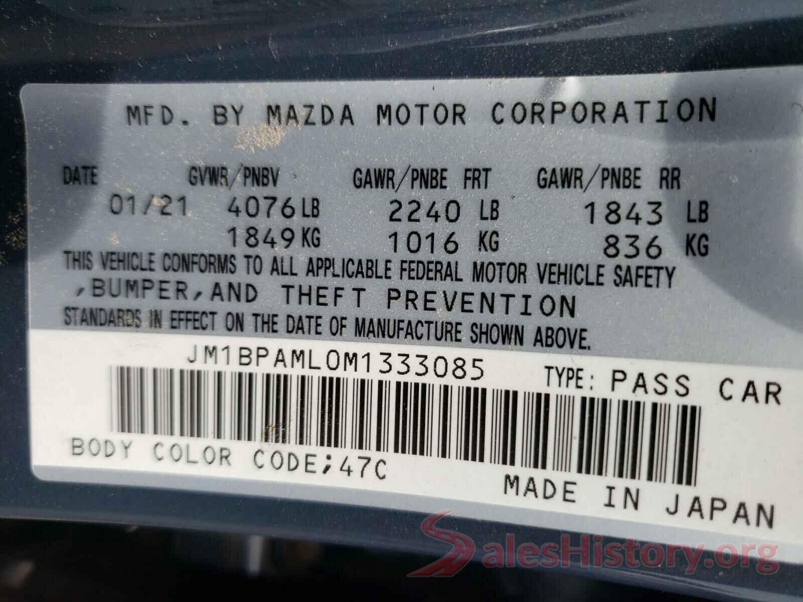 JM1BPAML0M1333085 2021 MAZDA 3