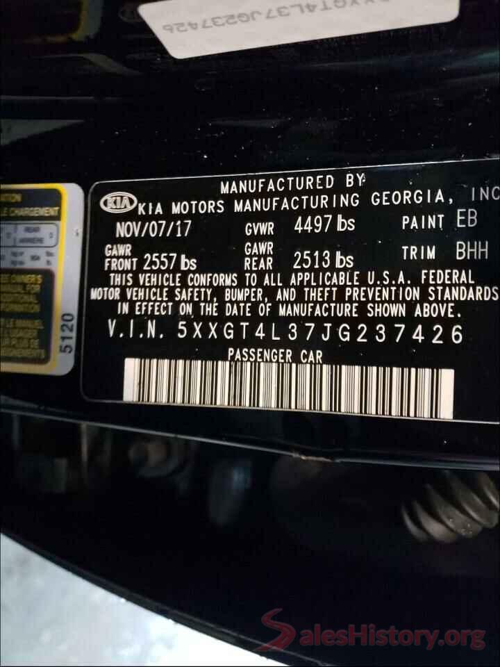 5XXGT4L37JG237426 2018 KIA OPTIMA