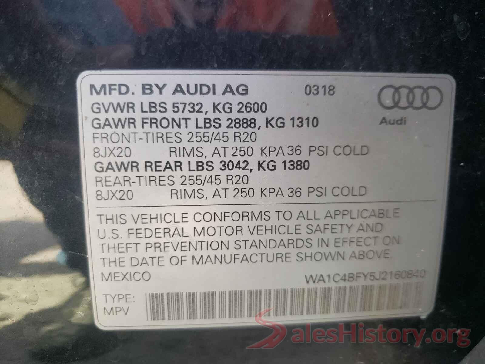 WA1C4BFY5J2160840 2018 AUDI SQ5