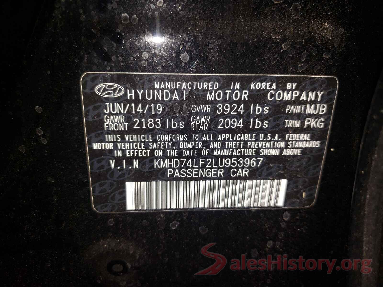 KMHD74LF2LU953967 2020 HYUNDAI ELANTRA