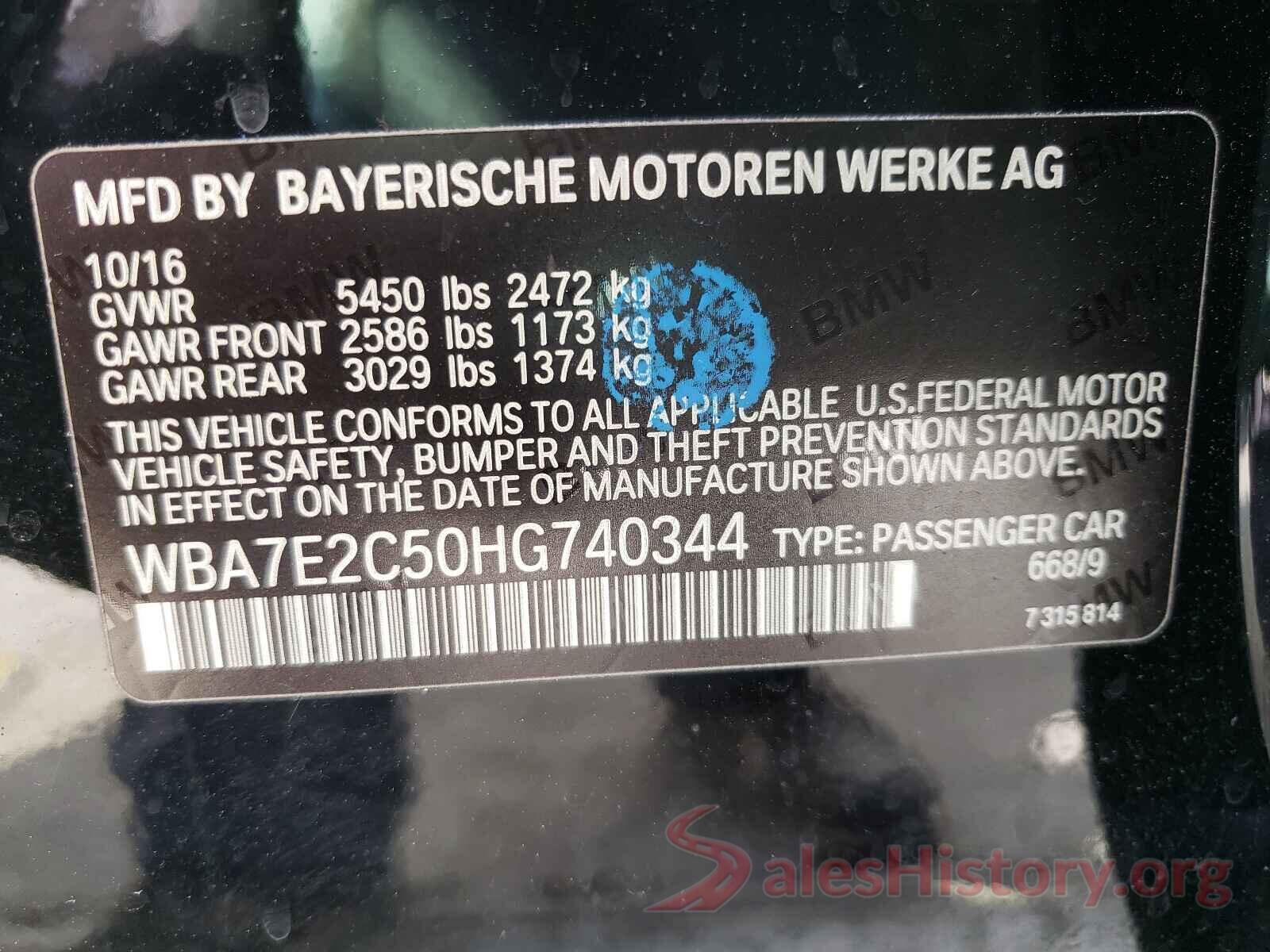 WBA7E2C50HG740344 2017 BMW 7 SERIES