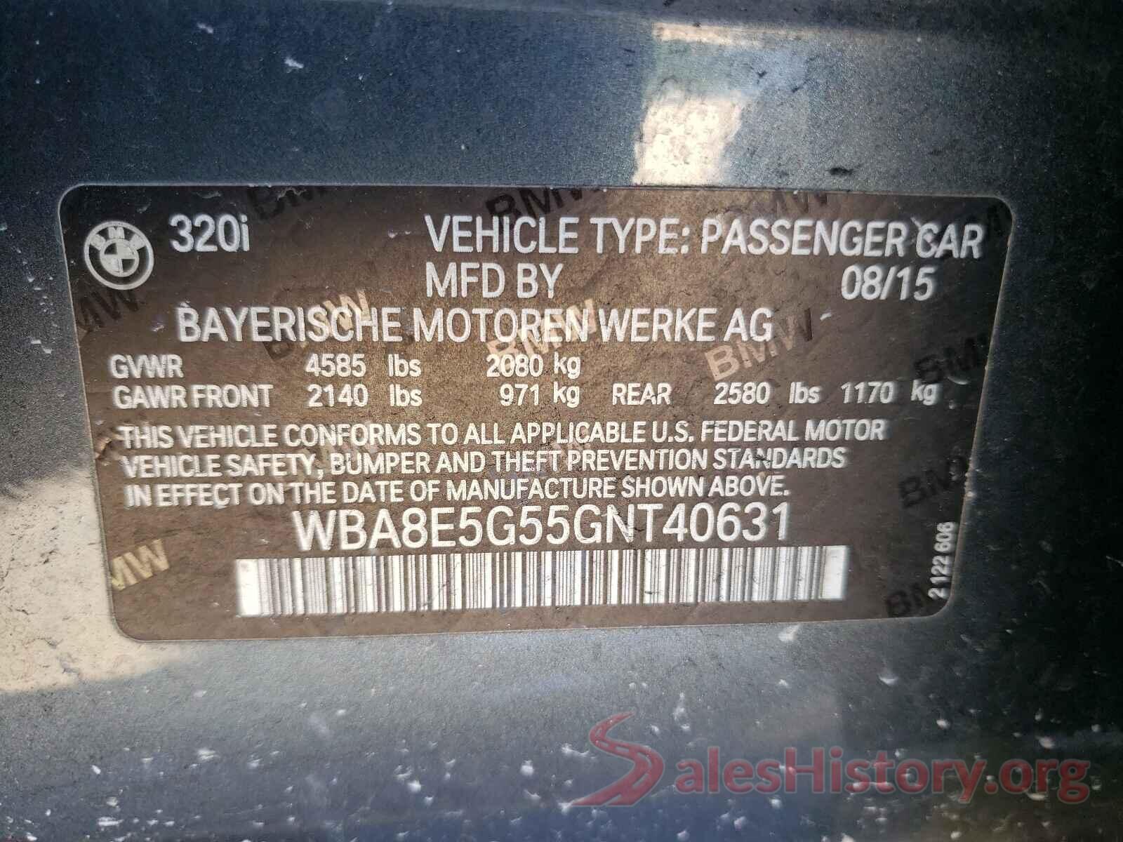 WBA8E5G55GNT40631 2016 BMW 3 SERIES