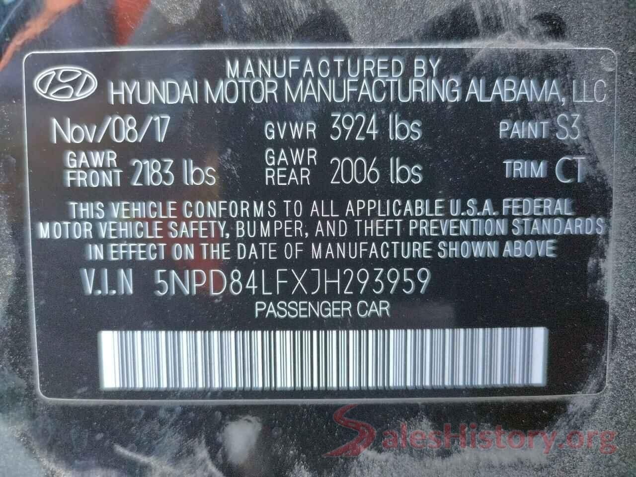 5NPD84LFXJH293959 2018 HYUNDAI ELANTRA