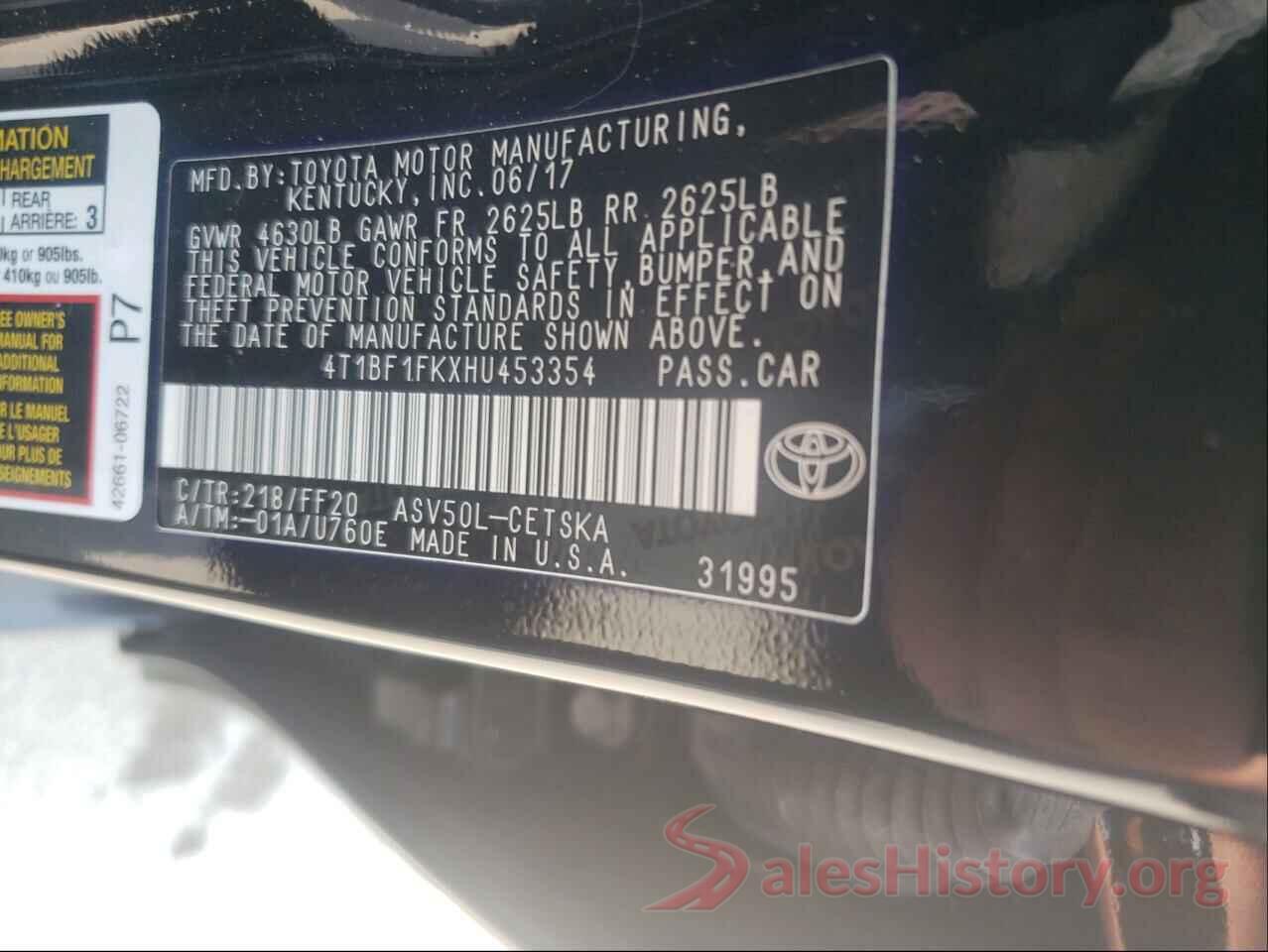 4T1BF1FKXHU453354 2017 TOYOTA CAMRY