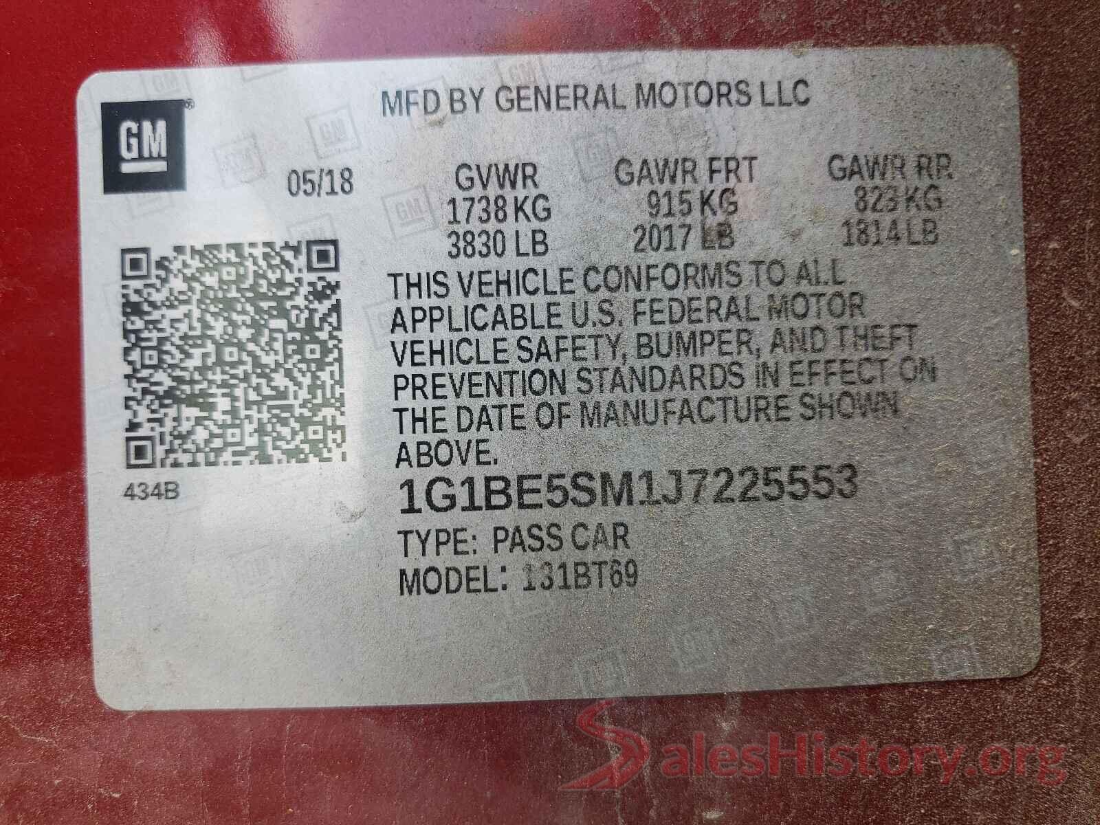 1G1BE5SM1J7225553 2018 CHEVROLET CRUZE